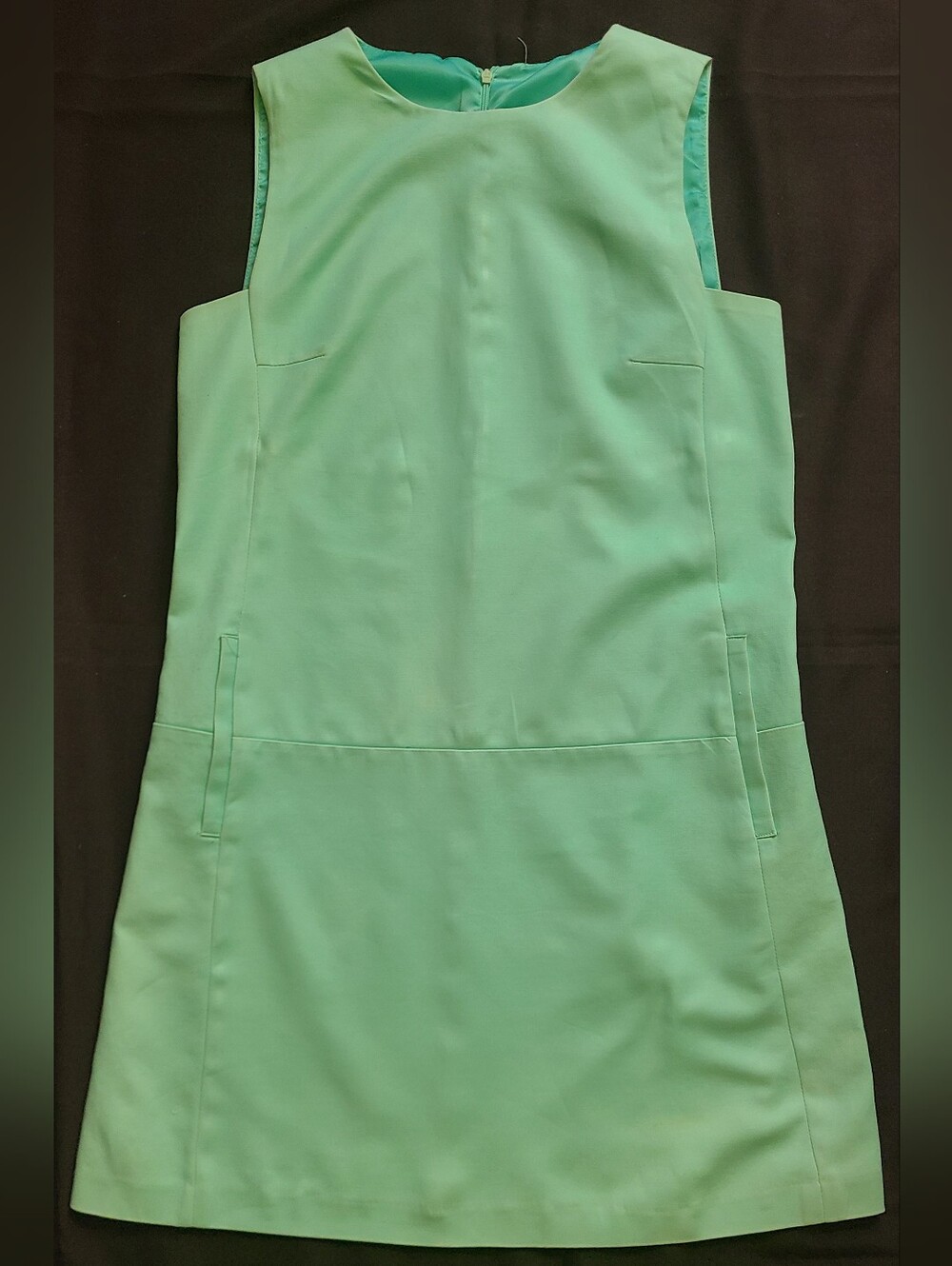 Zara Basic Mint Green Sleeveless Shift Dress Pockets S